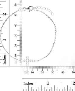 Bracelet chaîne croix est-ouest en zirconium cubique en argent sterling plaqué or 14 ct | Macy's - Product Image 3