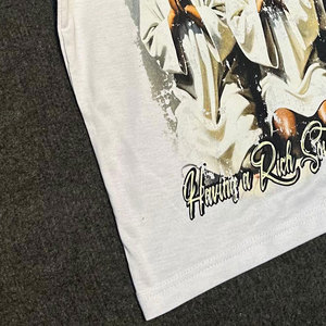 T-shirt blanc à manches courtes pour homme avec impression photo, col rond, coupe décontractée, en jersey de coton - Product Image 6
