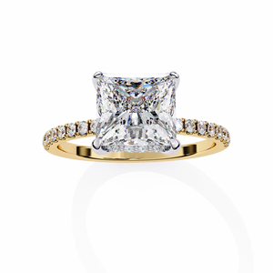 Bagues de mariage classiques à halo caché en or massif 14 carats avec diamant de laboratoire certifié IGI taille princesse 2 carats – Cadeau de fiançailles - Product Image 1