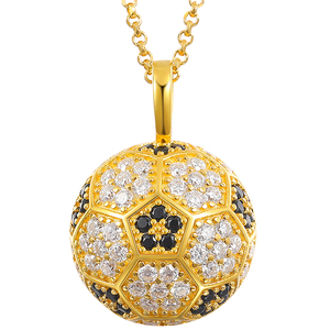 Collier pendentif ballon de football en diamant de laboratoire, chaîne en argent 925 plaqué or pour hommes et femmes, bijoux de sport en diamant certifié, cadeau - Product Image 6