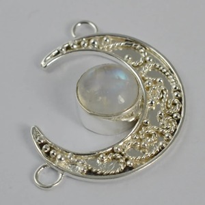 Rainbow Moonstone Handmade Sterling Silver Pendant Bezel Setting Natural Round Gemstone Boho Jewelry June Birthstone - Product Image 3