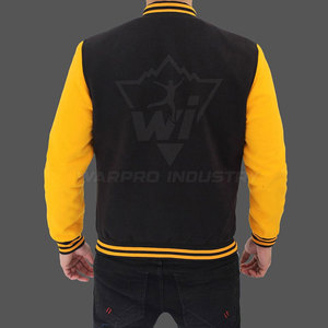 Modern Street Outfit Men Letterman Jacket Wool Body Contrast Sleeve Design <b>Covered</b> <b>Button</b> Casual Fashion Warm Winter Clothing - Product Image 4