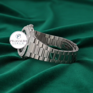 นาฬิกาข้อมือ Pragalbh Jewels หรูหรา ประดับเพชรแบบ Iced Out Pave Setting ระบบควอตซ์ สายสแตนเลส สำหรับผู้ชายและผู้หญิง - Product Image 2