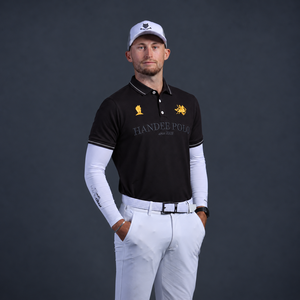 Polo HANDEE para Hombre, Negro, Manga Corta, con Logotipo Bordado, Estilo Casual, Corte Regular, Tela de Algodón Piqué - Product Image 6