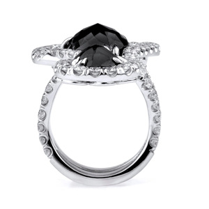 Bague de cocktail de luxe pour femme, diamant noir taille poire, argent 925, forme goutte d'eau, bijoux de fête - Product Image 2