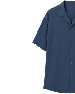 Customized Navy Blue Oversized Casual <b>Men</b> <b>Shirt</b> Half Sleeve Button Up Cuban Collar Loose Fit Summer Beach Fashion Wear <b>Shirt</b> - Product Image 3
