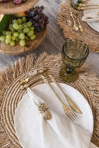 Ensemble de couverts en laiton au design ananas bohème, finition miroir haute brillance, résistant à la rouille, vaisselle de fête - Product Image 2