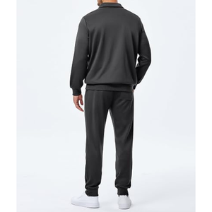Custom Logo Halp Zip <b>Sweater</b> Sweatshirt and Sweatpants Set <b>Fleece</b> Fabric High Neck Quarter Zip Long Sleeve Sweatshirt for Men - Product Image 2