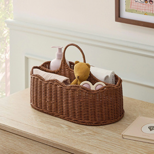Wholesale Handmade Rattan Diaper <b>Basket</b> for Baby Nursery Storage and Home Organization Premium Woven Diaper Caddy <b>Basket</b> - Product Image 2