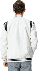 Veste en PU blanche unisexe à manches longues, style color-block, toutes saisons - Product Image 3