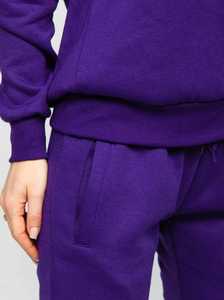 <b>Women's</b> <b>Purple</b> Solid Color Windproof Fleece <b>Tracksuit</b> Full Length Crew Neck Sweatshirt Side Pockets Drawstring Closure Casual - Product Image 4