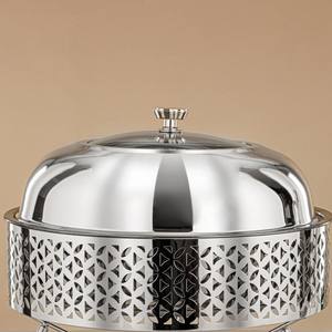 Plat à chafing rond en acier inoxydable avec design découpé au laser, chauffe-plats de buffet avec couvercle en verre et cuillère de service pour événements hôteliers et traiteur - Product Image 3
