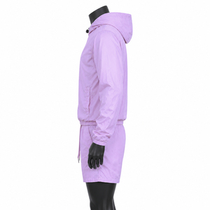 Ensemble veste coupe-vent légère à capuche et short pour homme, violet uni, décontracté, vêtements d'extérieur printemps, survêtement, séchage rapide - Product Image 4
