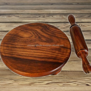 Juego de Chakla Belan de Madera de Acacia Premium, Tabla Redonda para Enrollar Hecha a Mano y Pincho para Roti Chapati, Esenciales para la Cocina y el Comedor - Product Image 1