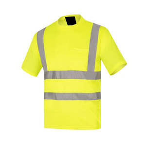 Hi Visibility Men's Reflective Work T-Shirt Polyester Yellow with <b>Silver</b> Stripes - Product Image 1