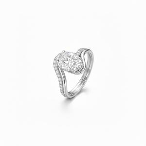 Bague de fiançailles en diamant taille ovale à prix d'usine, or 14 carats, diamant de laboratoire, alliance empilable, cadeau de mariage pour femme - Product Image 3