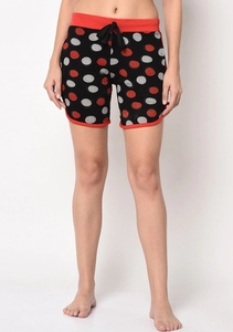 Women's Polka Dot <b>Shorts</b> <b>Black</b> Red Gray Elastic Waist Knitted Cotton Breathable Casual Regular Fit Mid Waist - Product Image 2