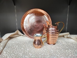 Vintage Copper Pitcher With Gold Handle Metal Water <b>Jug</b> For <b>Drinks</b> Party Use Durable Design - Product Image 5