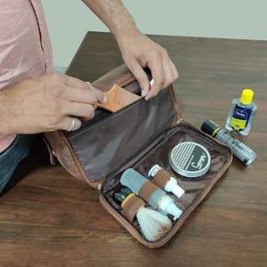 Neceser de Cuero para Hombre, Bolsa de Aseo para Viaje, Kit de Afeitado, Organizador de Artículos de Baño, Bolsa de Cosméticos y Maquillaje para Mujer - Product Image 6