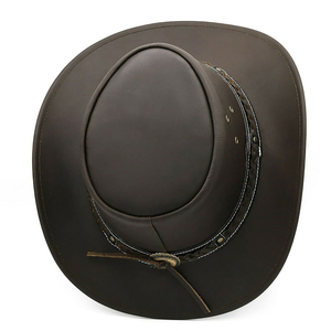Chapeau de cowboy en cuir marron unisexe personnalisé en gros avec bande tressée, ajustable, style décontracté d'hiver pour l'extérieur, taille adulte 56-58CM - Product Image 4