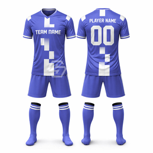 Ensemble de maillots de football personnalisés en sublimation, unisexe, dernier design, col en V, respirant, séchage rapide, short en polyester - Product Image 4