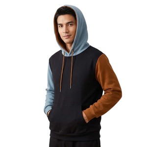 Sweat à capuche pour homme, color-block, manches régulières, design patchwork, coupe ample, streetwear décontracté, vêtements d'hiver, 100% coton, impression numérique - Product Image 1