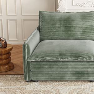 Divano a U in Tessuto Corduroy a 4 Posti, Set Comodo con Seduta Profonda, 2 Poggiapiedi Mobili, Divano Cloud Confortevole per Soggiorno - Product Image 3