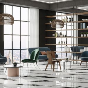 Carreaux de céramique polis super blancs haute brillance grand format 600x1200, modernes et luxueux, pour revêtement mural et de sol des halls d'hôtels - Product Image 3