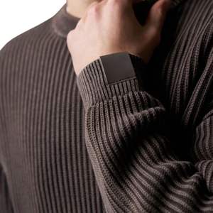 Pull col rond côtelé marron délavé pour homme – Qualité supérieure, manches longues, style tendance - Product Image 3