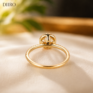 GRA Certificate Halo Moissanite Wedding <b>Ring</b> 18K Vermeil Yellow <b>Gold</b> Promise <b>Ring</b> round Brilliant Cut Diamond Engagement <b>Ring</b> - Product Image 5