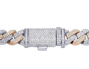 Elegant Silver Plated Cuban Link <b>Chain</b> with Moissanite Diamonds Classic <b>Iced</b> <b>Out</b> Necklace Jewelry for Mens - Product Image 2