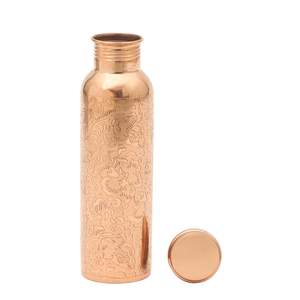 Bouteille d'eau en cuivre gravée de luxe, anti-fuite, 1000 ml, écologique, avec poignée, pour la santé ayurvédique, bureau, maison, salle de sport - Product Image 3