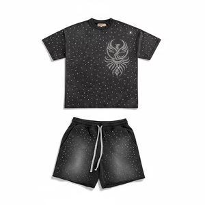 Ensemble 2 pièces haut et short pour homme, personnalisé avec logo, style délavé, grande taille, idéal pour l'été - Product Image 3