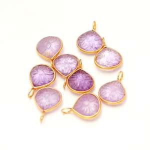 Natural Pink Amethyst Flower Pendant 925 Sterling <b>Silver</b> Gemstone Pendant Hand Carved Heart Charm Pink Amethyst Jewelry Making - Product Image 1