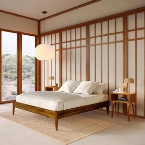 Natural Wood <b>Bed</b> <b>Frame</b> Modern Style | Durable Hardwood <b>Bed</b> | Restaurant Hotel Furniture Export - Product Image 6
