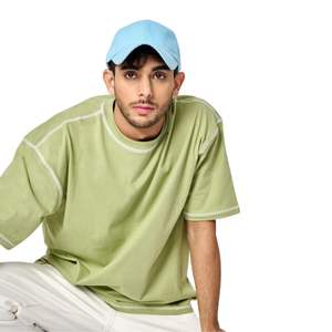 T-shirt basique 100% coton peigné, coutures inversées personnalisées, col rond, coupe ample et oversize, manches courtes, style hip-hop pour homme - Product Image 6