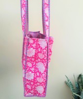 Sac fourre-tout matelassé fait main indien JaipurblockPrintArt, motif imprimé au bloc, fermeture éclair, 18x16 pouces, 100% coton, été automne