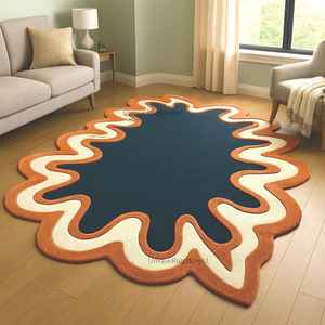 Alfombra KNOT RUG hecha a mano con mechones, de alta calidad, moderna, con patrón irregular, ecológica, para sala de estar, habitaciones infantiles, hoteles y oficinas. - Product Image 1