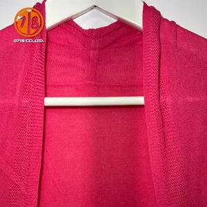 Suéter de rayón para mujer, cárdigan de color rosa brillante, cómodo, 100%