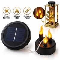 Bougie solaire LED pour tombes avec triple flamme et panneau rond séparé pour lanternes de cimetière – Vente en gros