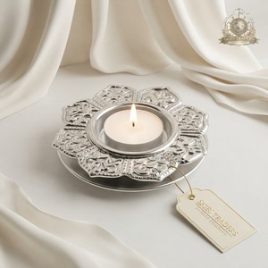 Support de bougie chauffe-plat en métal doré filigrané, motif floral ajouré, pour table, vente en gros - Product Image 3