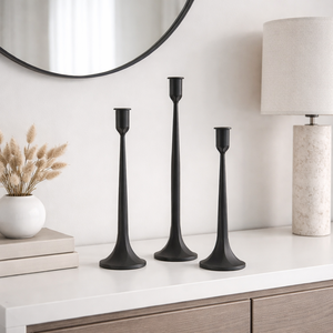 Premium casted aluminium candle stand set <b>black</b> cast Aluminium & cast Iron Candle Holders ideal for modern decor styling - Product Image 2