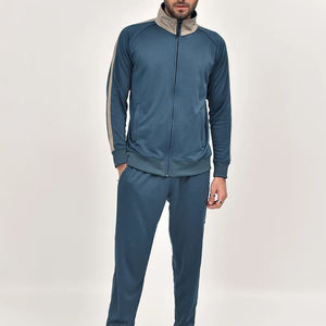 ชุดวอร์มผู้ชายแบบสองชิ้น เสื้อแจ็คเก็ตและกางเกงขายาว ชุดกีฬา ชุดออกกำลังกาย ผ้าโพลีเอสเตอร์ 100% ชุดลำลองสำหรับผู้ชาย ชุดออกกำลังกายในยิม - Product Image 5