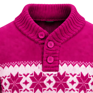 Suéter Rosa para Hombre, Estilo Fair Isle, con Botones, Jacquard, Tejido de Punto, Manga Larga, Otoño, 100% Algodón, 12GG, Venta al Por Mayor, Personalizado - Product Image 5