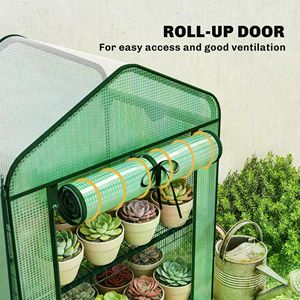 Grande Serra da Giardino Moderna Pop-up in Acciaio Zincato con Telaio in Legno/Acciaio e Materiale in PVC/Vetro per la Crescita delle Piante all'Aperto - Product Image 5