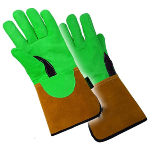 Reinforced Cowhide Grain & Split Leather Tig Welding Gloves CE Certified <b>Fire</b> Proof Anti-Slip Industrial Safety Heavy Duty Glove - Product Image 4