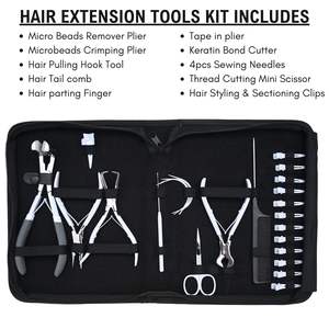 Kits d'outils pour extensions de cheveux en acier inoxydable et plastique, durables, style parfait - Sûrs, portables, couleur personnalisée, logo, emballage tendance - Product Image 4