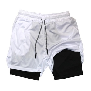 Mens Eco-Friendly Quick Dry Breathable Satin Woven Gym Shorts Elastic Waist Stretch Casual Workout Beach <b>Mid</b> Length Solid White - Product Image 1