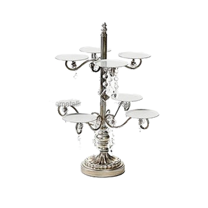 Soporte decorativo para pasteles hecho a mano, forma redonda con cuentas de cristal, Ideal para bodas, cumpleaños y uso elegante en la Mesa - Product Image 1