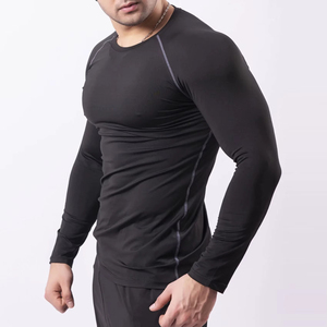 High Quality Design Fitness Quick Dry Compression T-shirt for <b>Men</b> Outdoor Training Running Gym Flatlock Seam Compression T-Shirt - Product Image 2